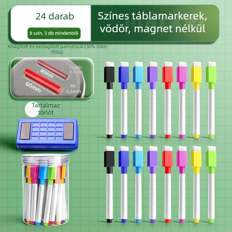 Liangzhi TZETBBB Gyerekeknek szóló törölhető, vízbázisú fehér tábla toll, 0.2 mm, műanyag ház