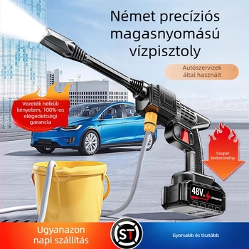 Vezeték nélküli autómosó magasnyomású vízsugárral, 25V lítium akkumulátor, elektromos vízszóró