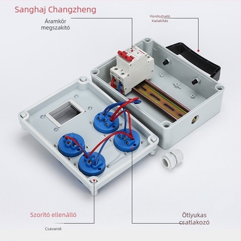 IP65 kültéri vízálló felületszereléses elosztódoboz, háromszintes kiosztóval és szivárgás elleni védelemmel, 220V