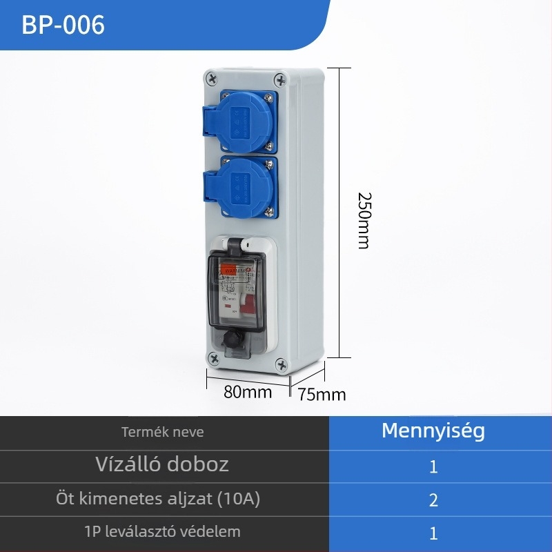 IP65 kültéri vízálló felületszereléses elosztódoboz, háromszintes kiosztóval és szivárgás elleni védelemmel, 220V