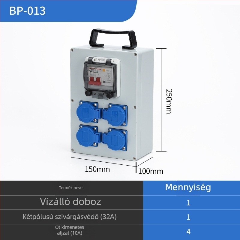 IP65 kültéri vízálló felületszereléses elosztódoboz, háromszintes kiosztóval és szivárgás elleni védelemmel, 220V