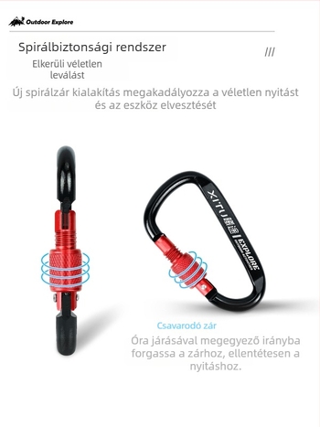 Zárható D-típusú karabiner kulcstartó kültéri használatra – mini stílus