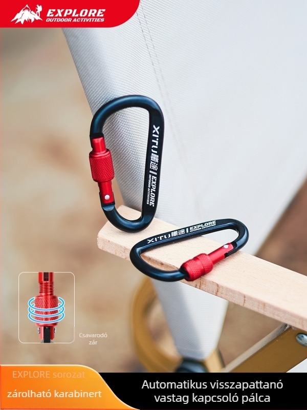 Zárható D-típusú karabiner kulcstartó kültéri használatra – mini stílus