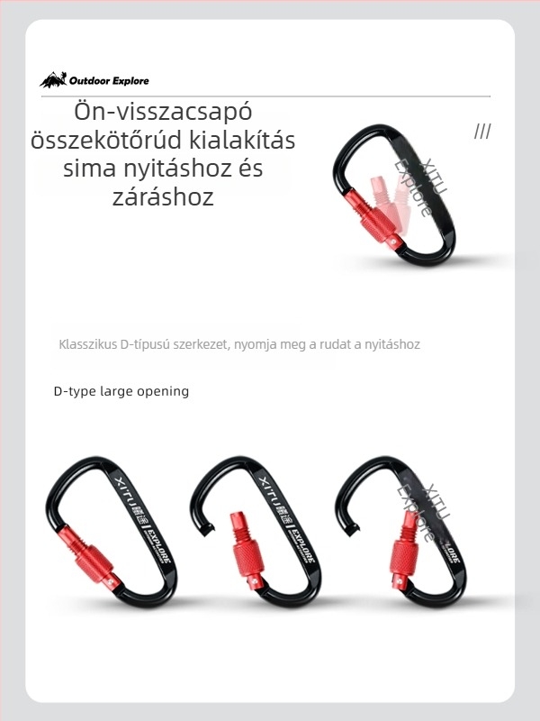 Zárható D-típusú karabiner kulcstartó kültéri használatra – mini stílus