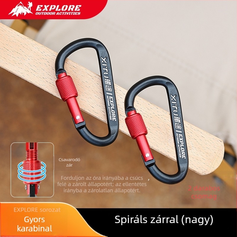 Zárható D-típusú karabiner kulcstartó kültéri használatra – mini stílus