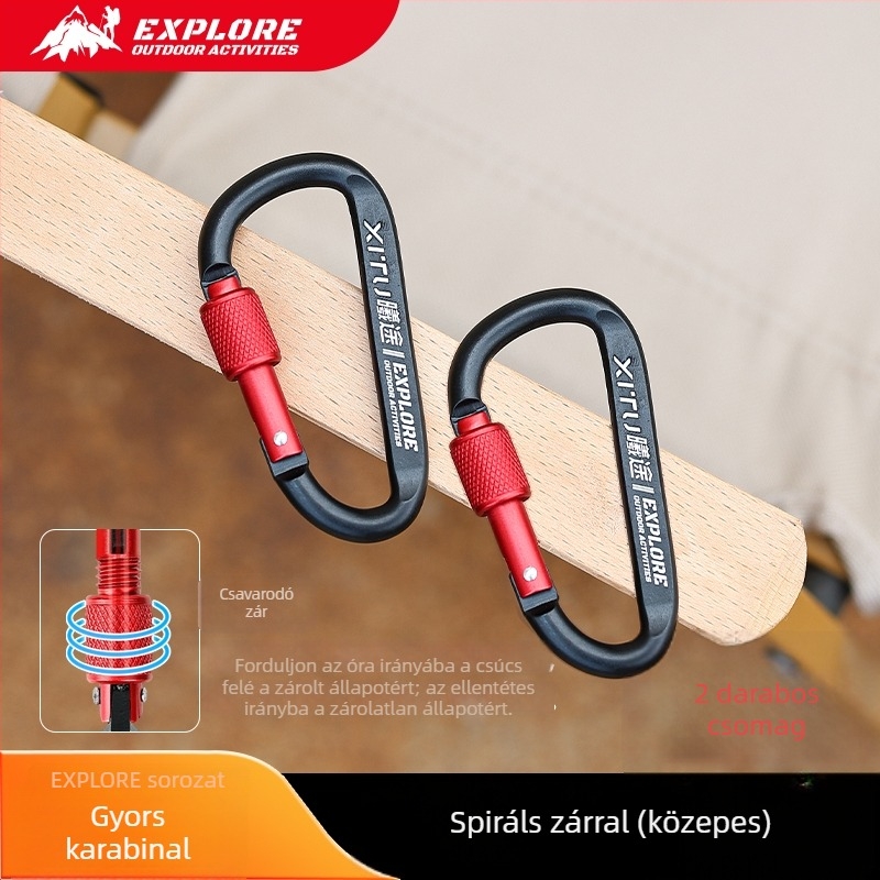 Zárható D-típusú karabiner kulcstartó kültéri használatra – mini stílus