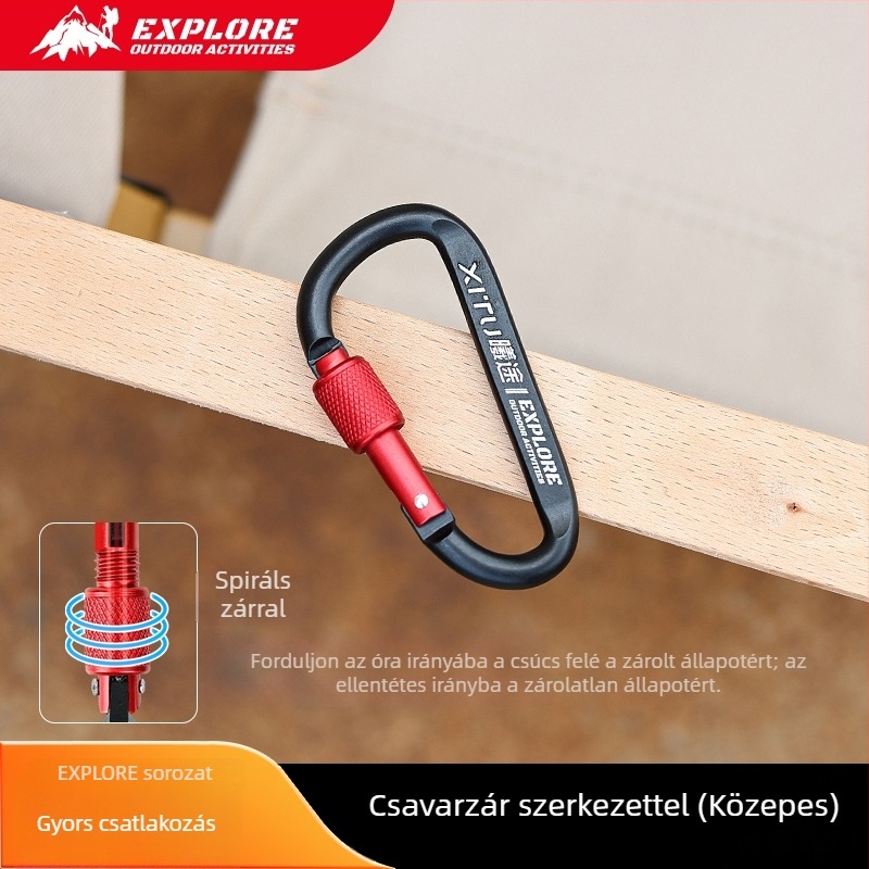 Zárható D-típusú karabiner kulcstartó kültéri használatra – mini stílus