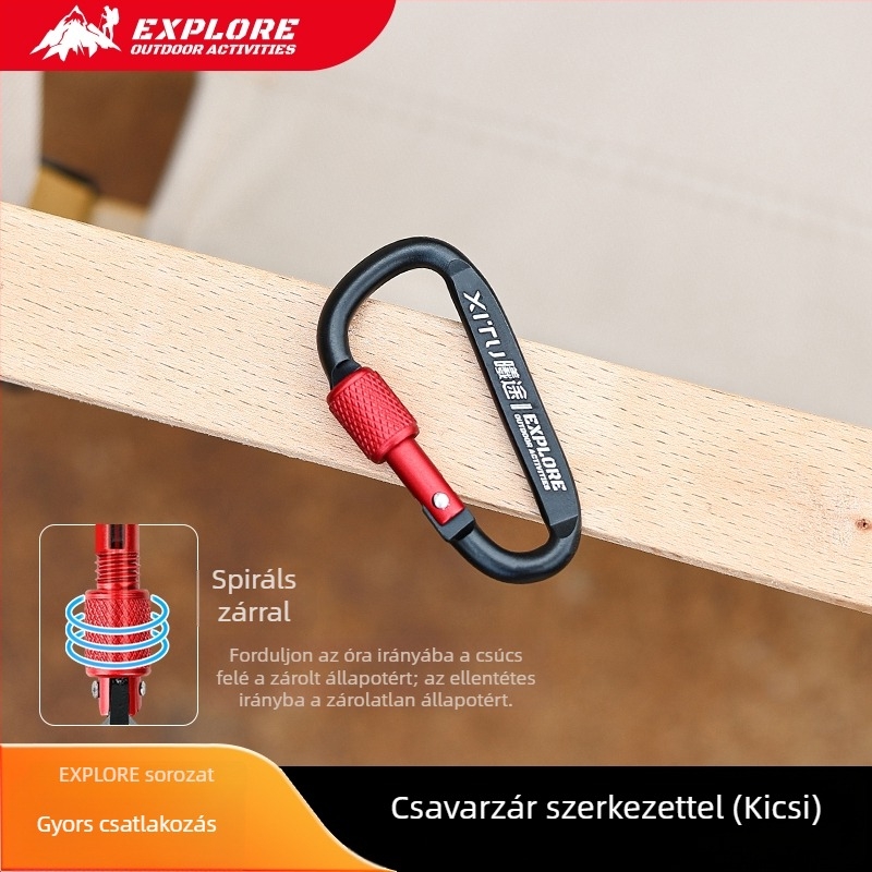 Zárható D-típusú karabiner kulcstartó kültéri használatra – mini stílus