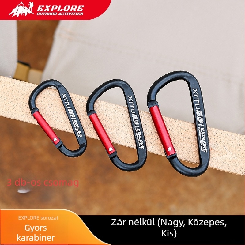 Zárható D-típusú karabiner kulcstartó kültéri használatra – mini stílus