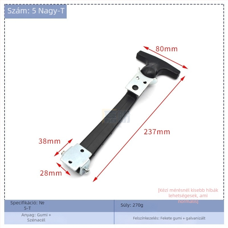 T-típusú gumírozott szerszámosláda zárókapocs KK709, anyag: gumi + szénacél, konténerekhez és elosztó dobozokhoz