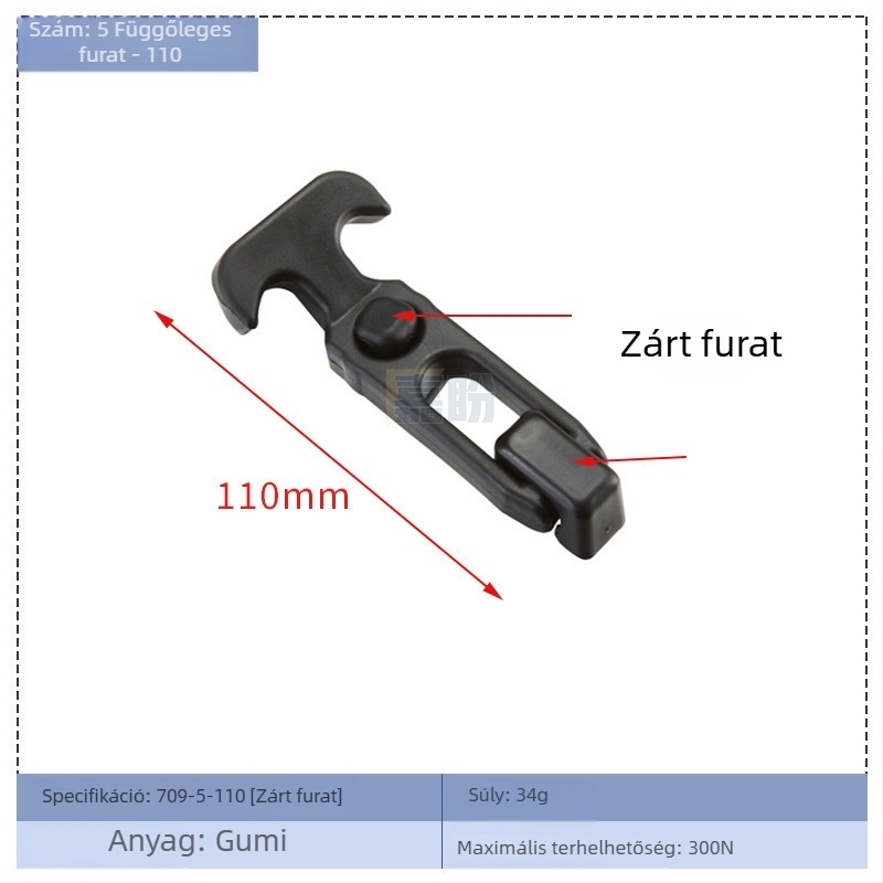 T-típusú gumírozott szerszámosláda zárókapocs KK709, anyag: gumi + szénacél, konténerekhez és elosztó dobozokhoz