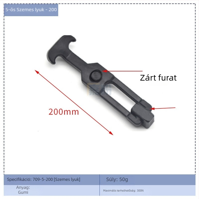 T-típusú gumírozott szerszámosláda zárókapocs KK709, anyag: gumi + szénacél, konténerekhez és elosztó dobozokhoz