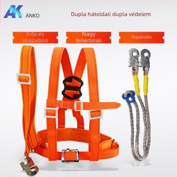 Anke teljes testű biztonsági hám magassági munkákhoz, nylon övvel és nylon kötéllel