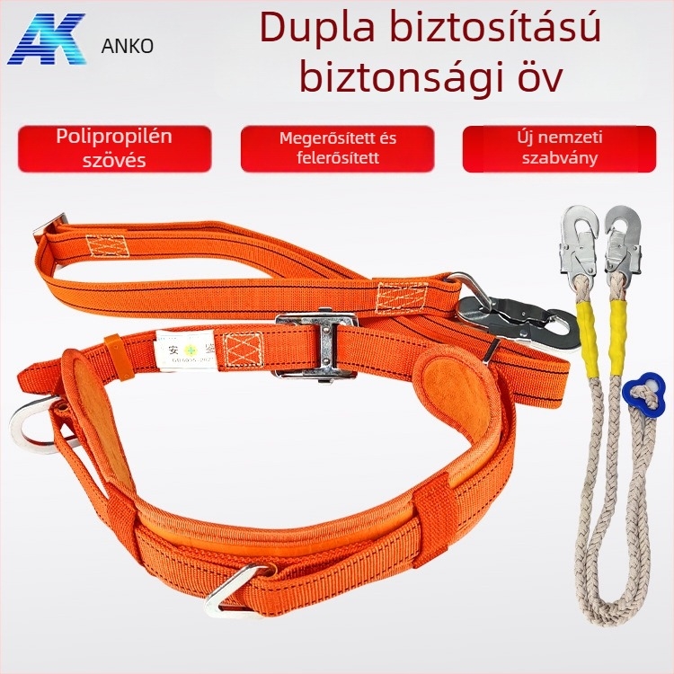 Anke teljes testű biztonsági hám magassági munkákhoz, nylon övvel és nylon kötéllel