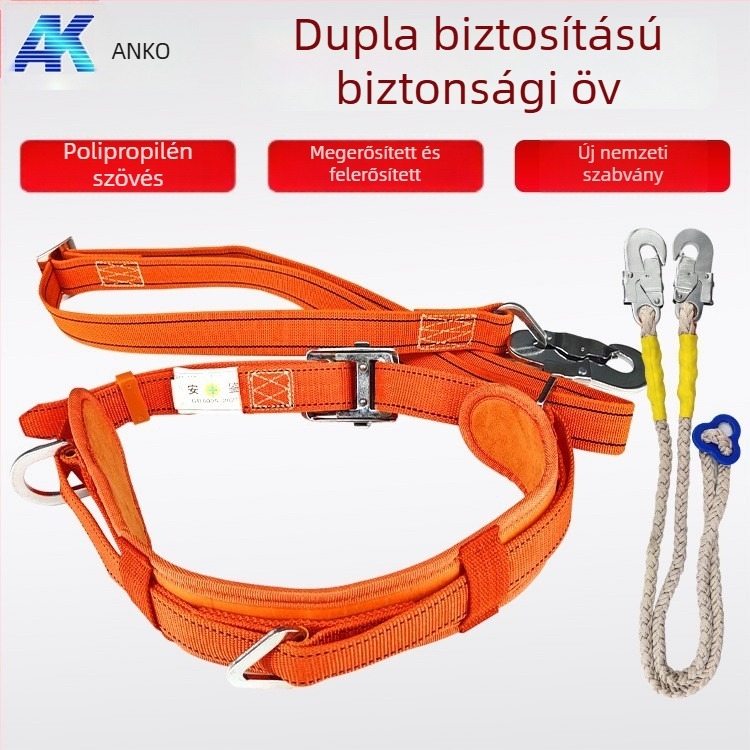 Anke teljes testű biztonsági hám magassági munkákhoz, nylon övvel és nylon kötéllel