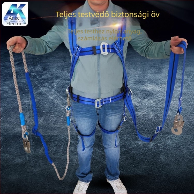 Anke teljes testű biztonsági hám magassági munkákhoz, nylon övvel és nylon kötéllel