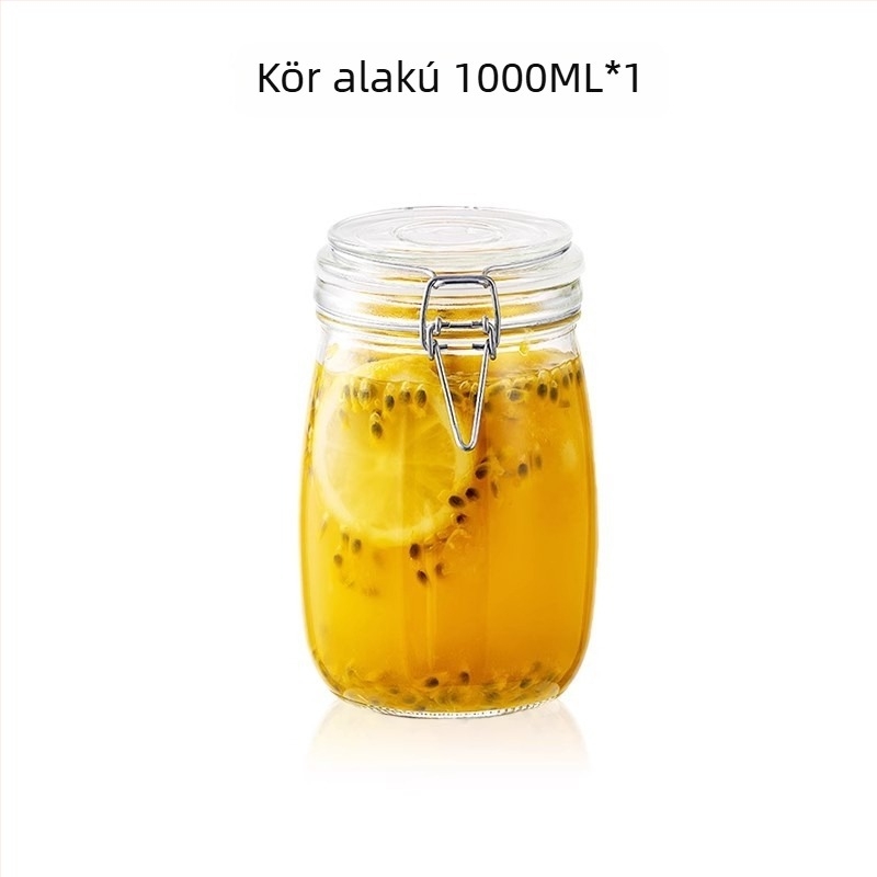 Aileyou üveg tárolóedény csattantó fedéllel, kerek, könnyed luxus stílus
