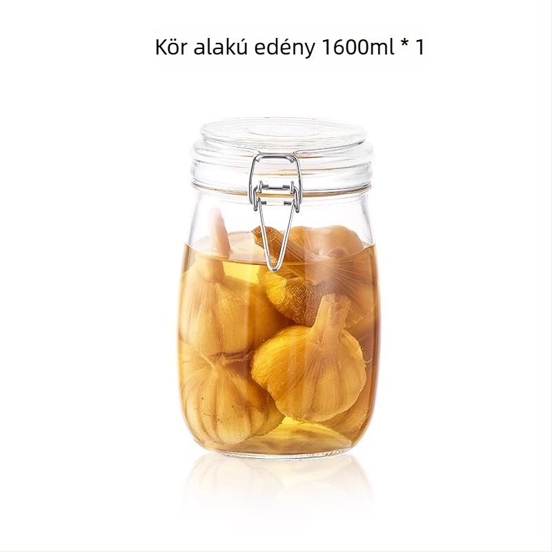 Aileyou üveg tárolóedény csattantó fedéllel, kerek, könnyed luxus stílus