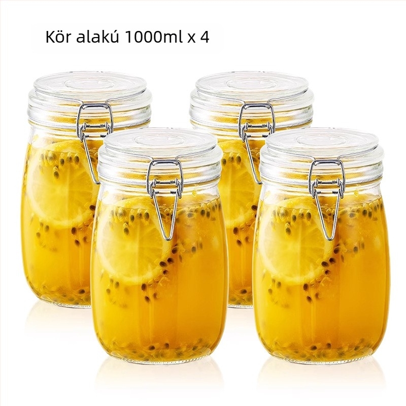 Aileyou üveg tárolóedény csattantó fedéllel, kerek, könnyed luxus stílus