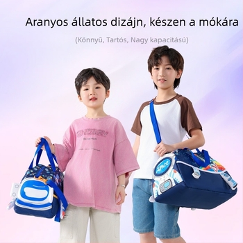 Gyerekeknek szóló vállon átvethető táska rajzfilm mintával, friss stílus, nagy kapacitás, színes blokkokkal, könnyű