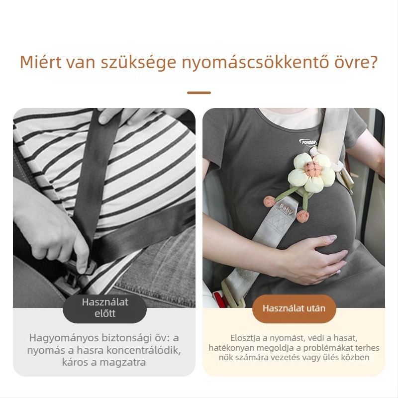 Kismama autóöv hosszabbító hasvédővel, aranyos kivitel