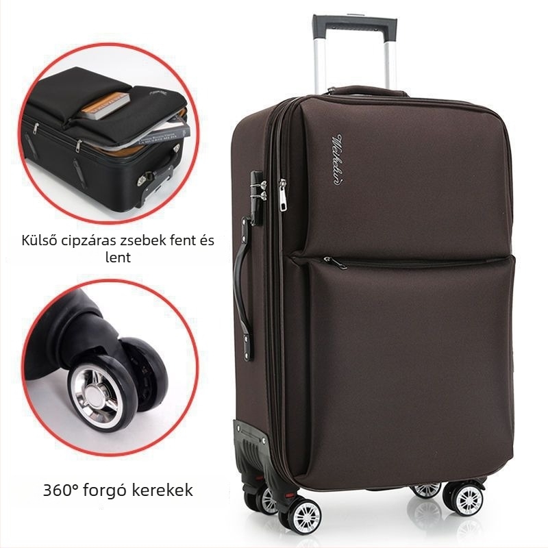 Szénszálas utazótáska cipzáras nyitással, univerzális kerekekkel, férfiak számára, szabványos kombinációs zár