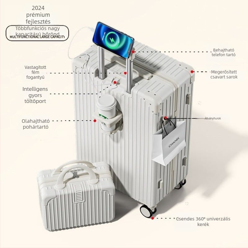 Uniszex ABS bőrönd univerzális kerekekkel, cipzárral nyíló, 2 kg súlyú, szabványos kombinációs zár a szabadidős utazásokhoz.