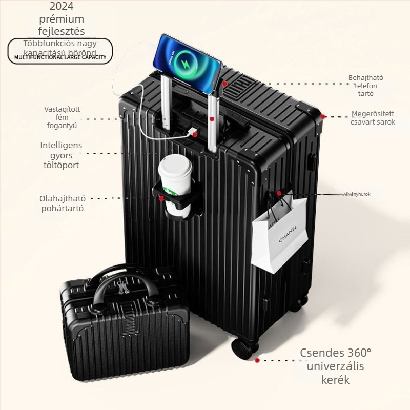 Uniszex ABS bőrönd univerzális kerekekkel, cipzárral nyíló, 2 kg súlyú, szabványos kombinációs zár a szabadidős utazásokhoz.