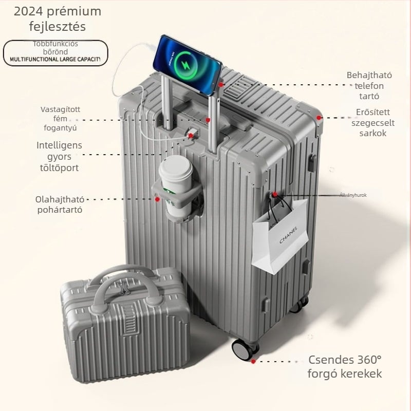 Uniszex ABS bőrönd univerzális kerekekkel, cipzárral nyíló, 2 kg súlyú, szabványos kombinációs zár a szabadidős utazásokhoz.