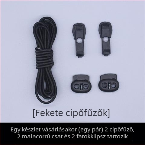 No-tie elasztikus kerek cipőfűzők, 110 cm, alkalmas textilekhez, felnőttek és gyerekek számára