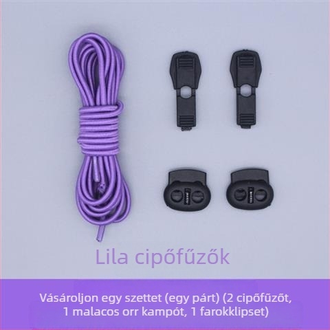 No-tie elasztikus kerek cipőfűzők, 110 cm, alkalmas textilekhez, felnőttek és gyerekek számára