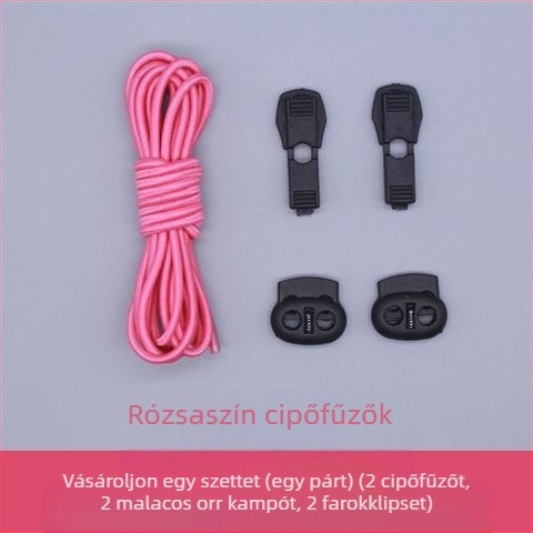 No-tie elasztikus kerek cipőfűzők, 110 cm, alkalmas textilekhez, felnőttek és gyerekek számára