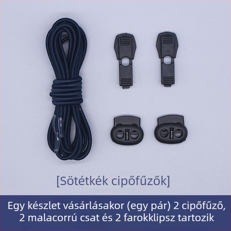 No-tie elasztikus kerek cipőfűzők, 110 cm, alkalmas textilekhez, felnőttek és gyerekek számára