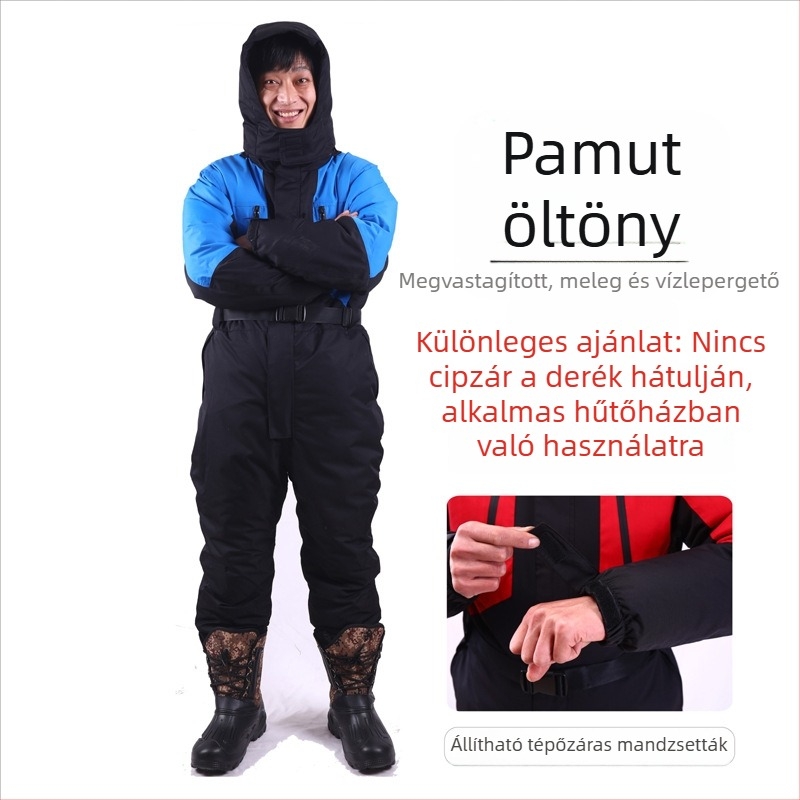 Alacsony hőmérsékletű overall hűtőtárolókhoz, téli munkaruha pamut béleléssel, vízálló Taslon anyag