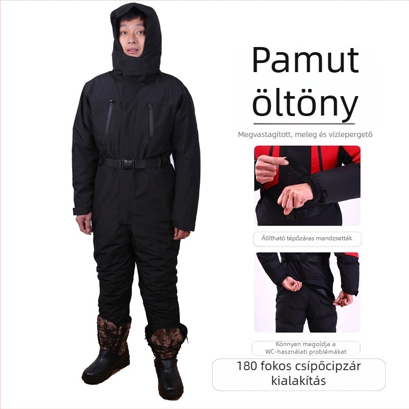 Alacsony hőmérsékletű overall hűtőtárolókhoz, téli munkaruha pamut béleléssel, vízálló Taslon anyag