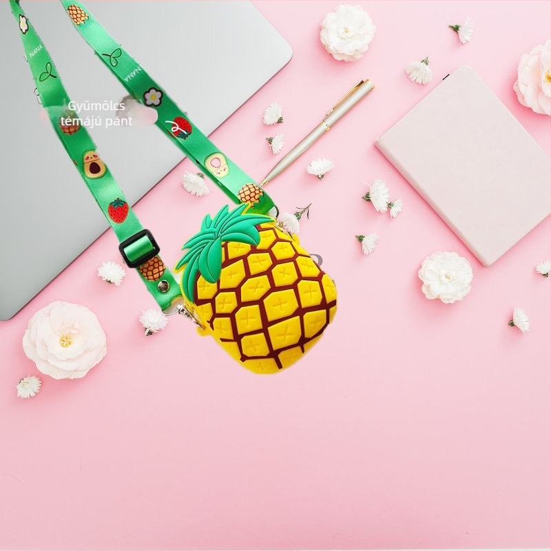 Szilikonból készült gyerekeknek való crossbody táska donut formájú — állatmintás, óvodás lányoknak, vállpánt, ütésálló