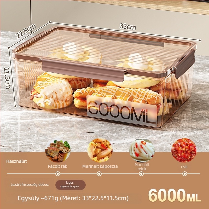 Hűtőszekrény tároló doboz fedéllel, PET műanyag, élelmiszer-minőségű, Modell MM-8005