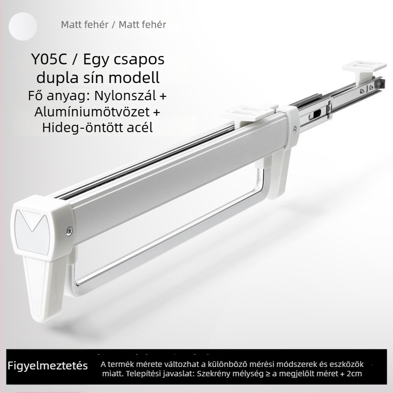 Kihúzható nadrágkialakító polc csúszó sínnel; anyag: nylon + galvanizált acél; modell: K-007/008; márka: Yabaoli