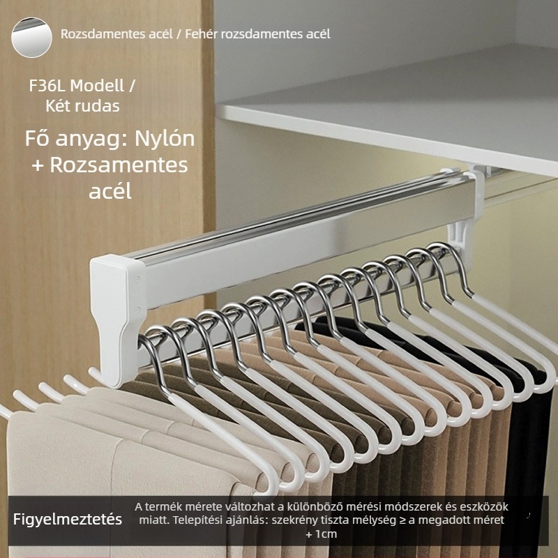 Kihúzható nadrágkialakító polc csúszó sínnel; anyag: nylon + galvanizált acél; modell: K-007/008; márka: Yabaoli