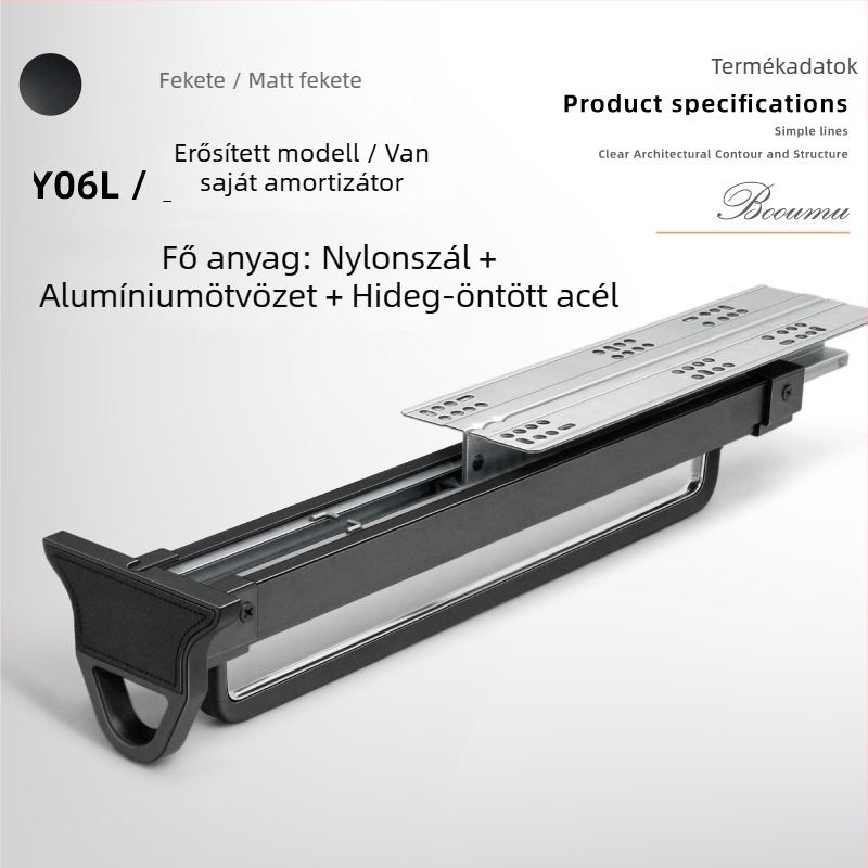Kihúzható nadrágkialakító polc csúszó sínnel; anyag: nylon + galvanizált acél; modell: K-007/008; márka: Yabaoli