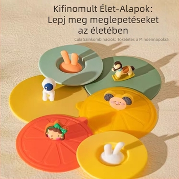 Szilikon univerzális pohárfedél, élelmiszer-minőség, magas hőmérséklet-tűrés, szivárgásmentes, üveghez, bögréhez és edényekhez
