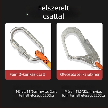 Öttpontos teljes testvédő hám, hátsó- és lábvédővel, lezáró csatokkal, magaslatú munkákhoz és építkezésekhez