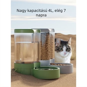 Háziállat vízadagoló és automata etető macskáknak és kutyáknak leválasztható tálakkal