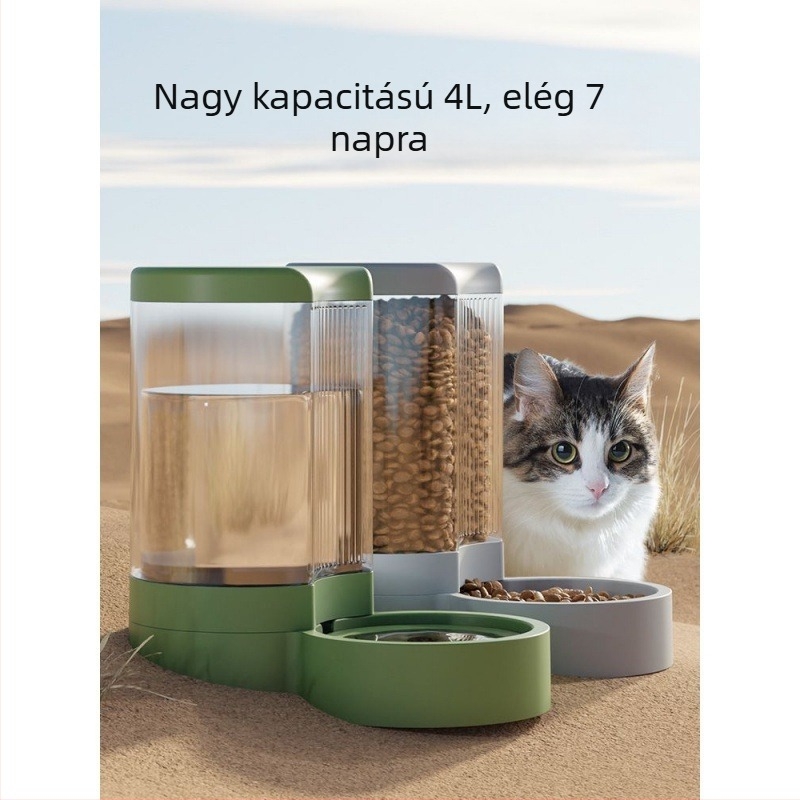 Háziállat vízadagoló és automata etető macskáknak és kutyáknak leválasztható tálakkal