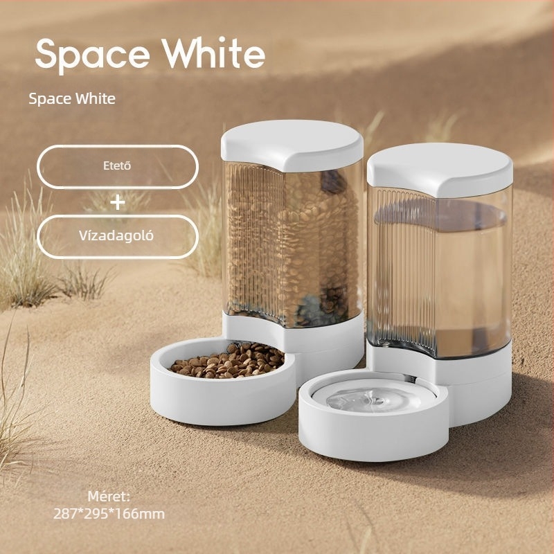Háziállat vízadagoló és automata etető macskáknak és kutyáknak leválasztható tálakkal