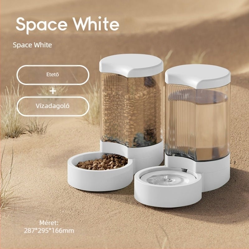 Háziállat vízadagoló és automata etető macskáknak és kutyáknak leválasztható tálakkal