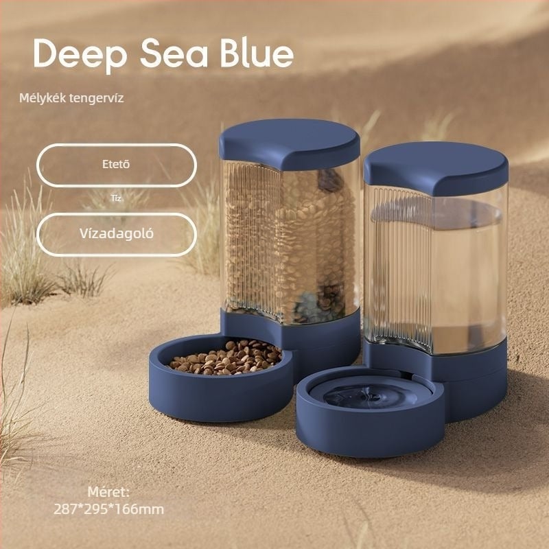 Háziállat vízadagoló és automata etető macskáknak és kutyáknak leválasztható tálakkal