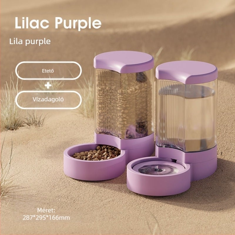 Háziállat vízadagoló és automata etető macskáknak és kutyáknak leválasztható tálakkal