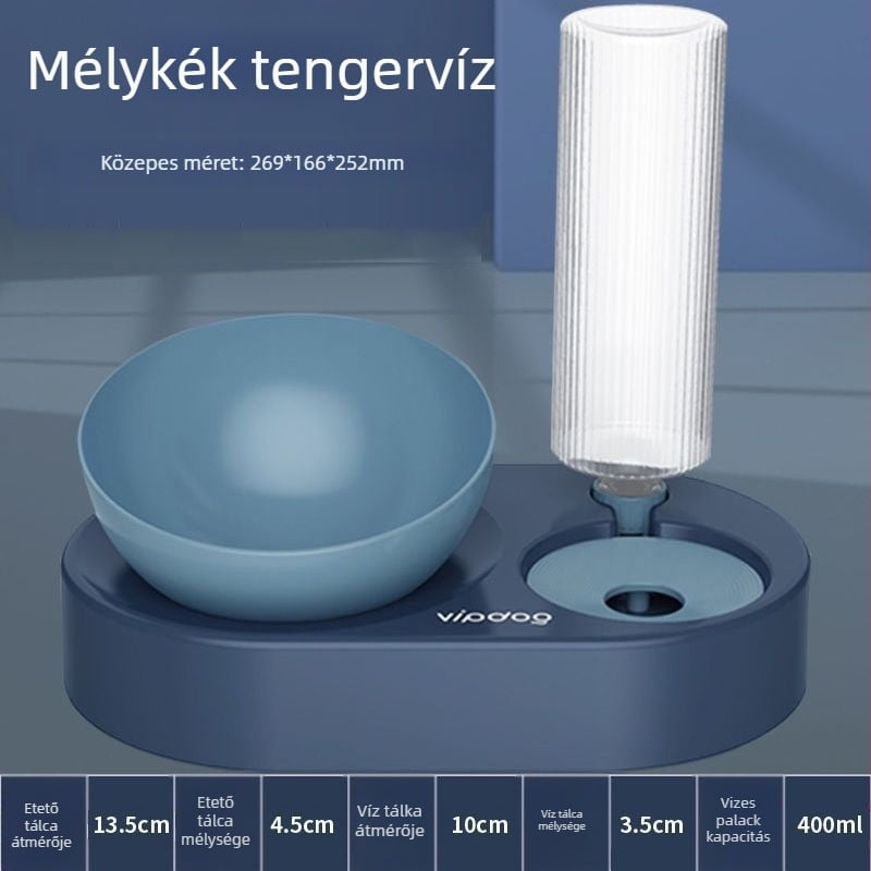 Háziállat vízadagoló és automata etető macskáknak és kutyáknak leválasztható tálakkal