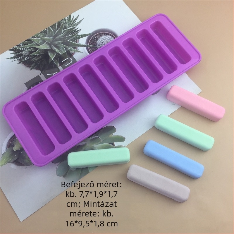 Szilikon süteményforma, 10 darabos készlet, hosszú téglalap alakú sütemény- és csokoládeminta